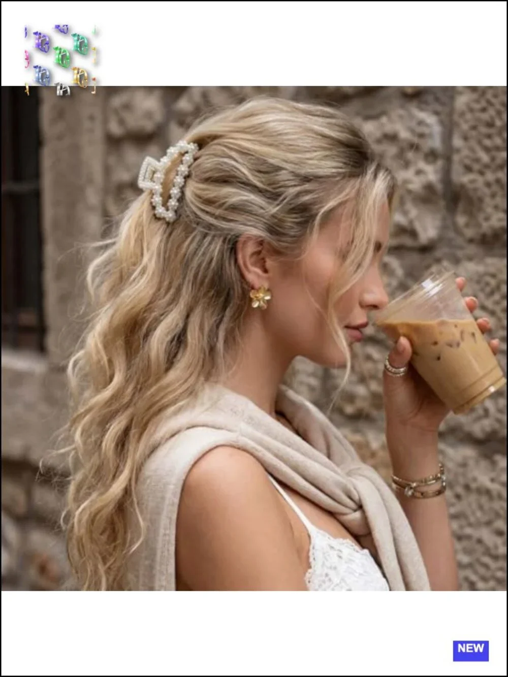 Pearl Claw Hair Clips for Women - Medium Non Slip Hair Accessories (Pack of 2)